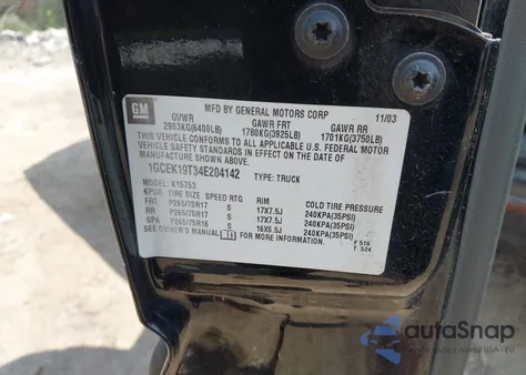 2004 Chevrolet Silverado 1500 Z71 from USA, damaged, VIN 1GCEK19T34E204142